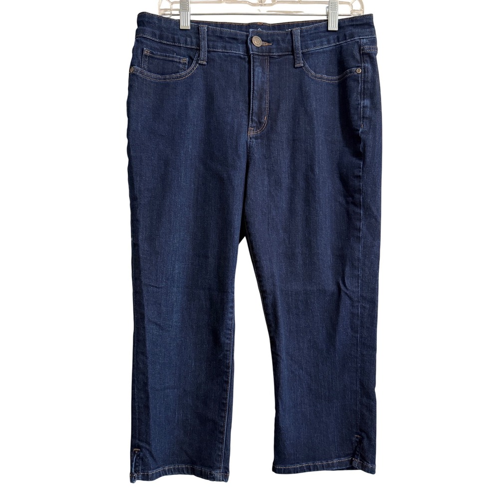 St Johns Bay Womens Dark Wash Denim Capri Jeans Size‎ 12 Stretch Cropped Pant